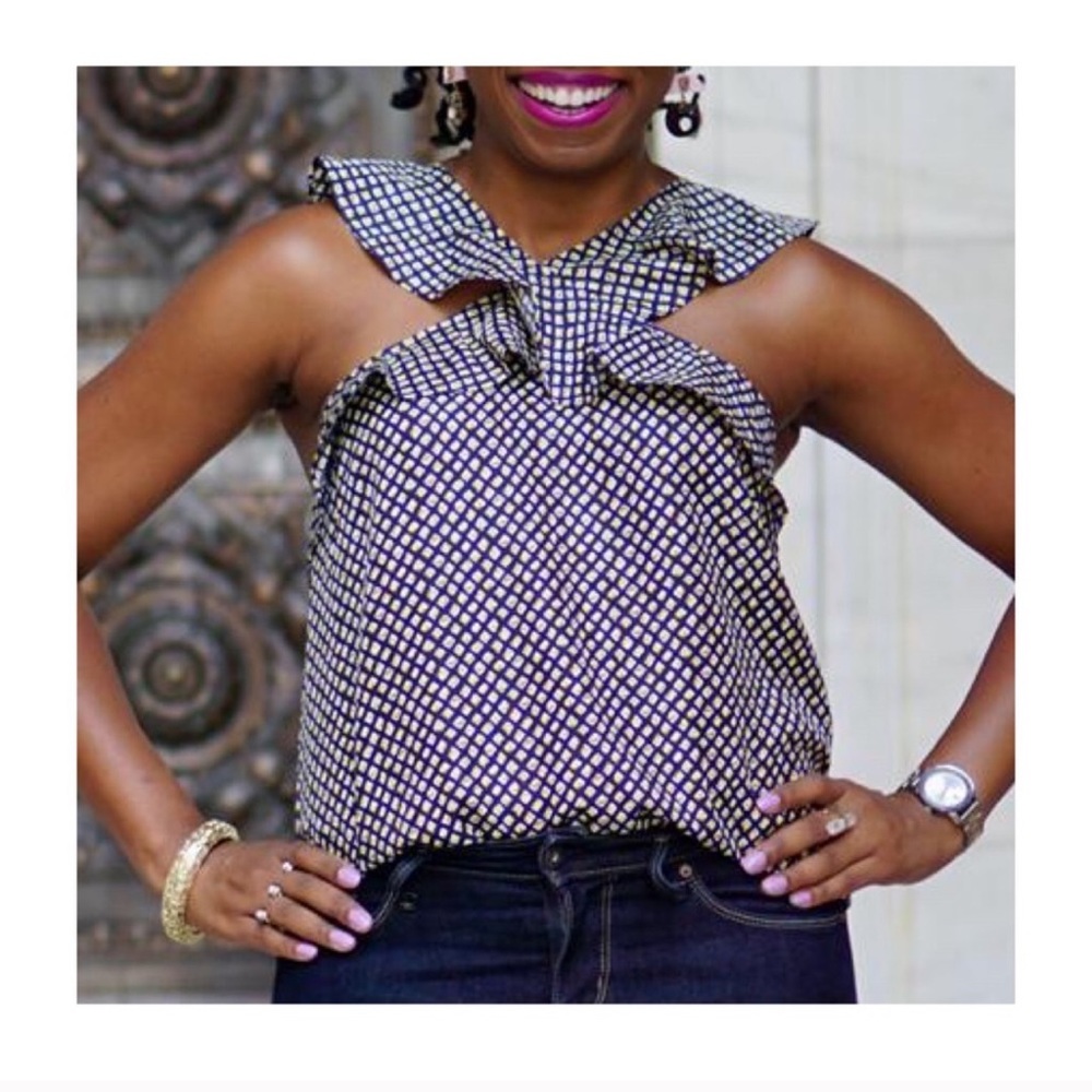 Banana Republic Printed Cross Neck Top